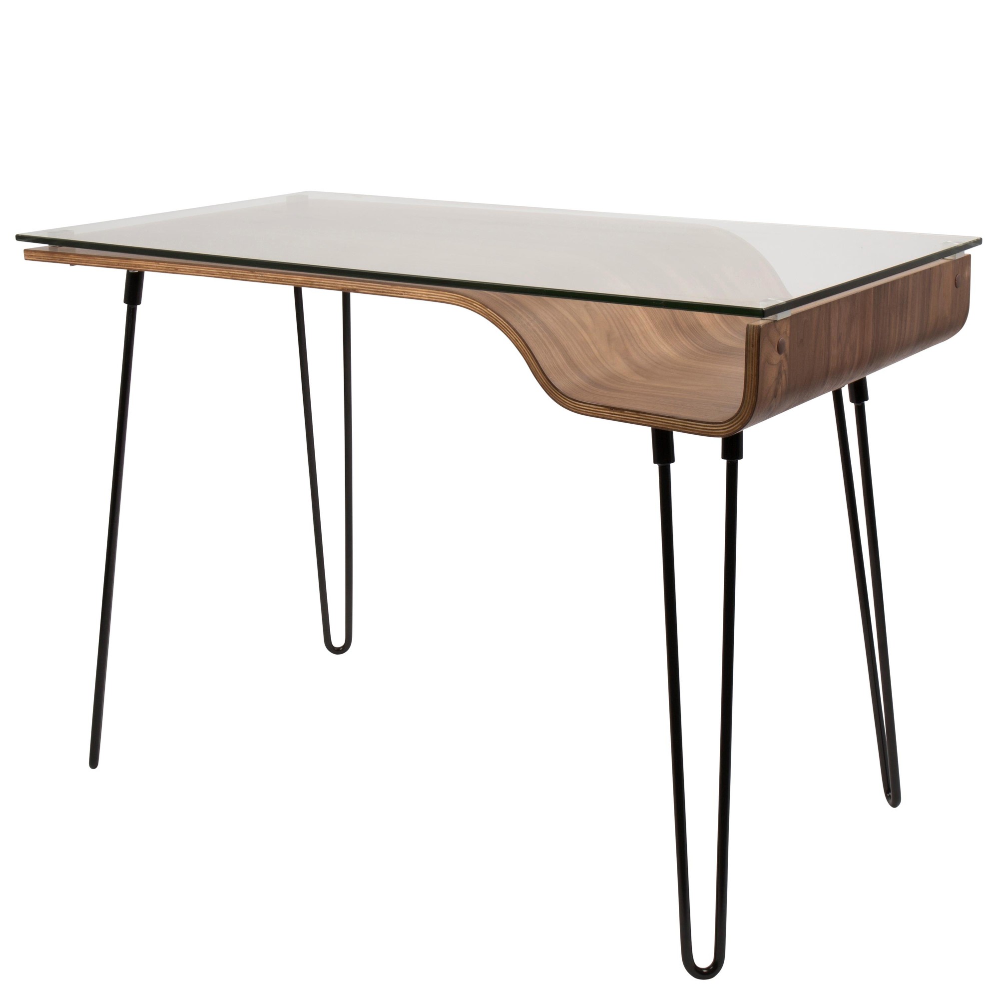 Avery Mid-Century Modern Walnut Desk with Glass Top 7 Avery Mid-Century Modern Walnut Desk with Glass Top - Image 7