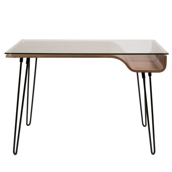Avery Mid Century Modern Walnut Desk with Glass Top 8