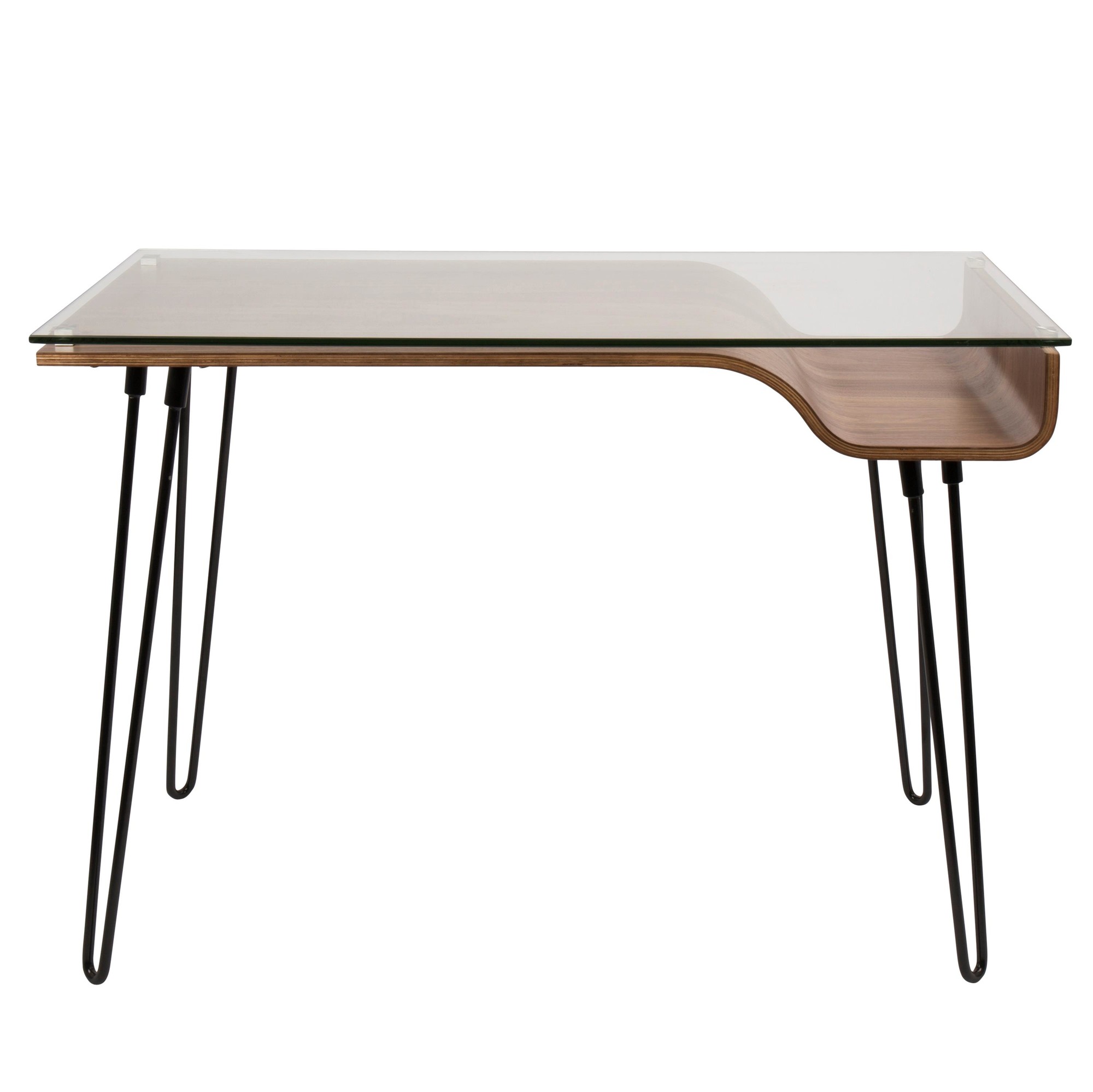 Avery Mid-Century Modern Walnut Desk with Glass Top 8 Avery Mid-Century Modern Walnut Desk with Glass Top - Image 8