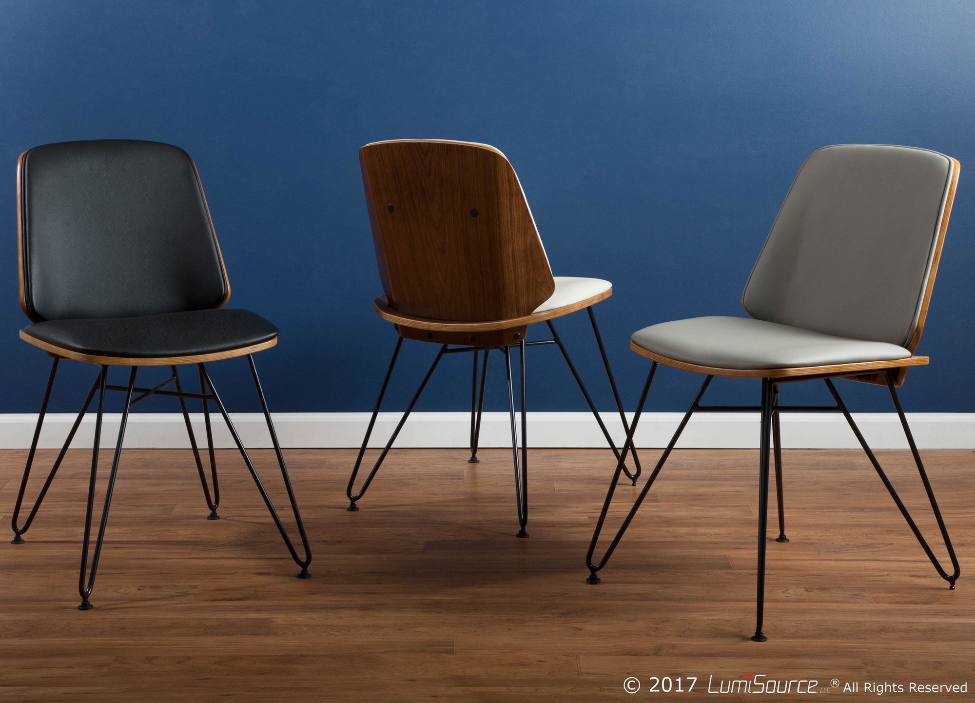 Avery Walnut Cream Mid-Century Modern Accent Chairs (Set of 2) 2 Avery Walnut Cream Mid-Century Modern Accent Chairs (Set of 2) - Image 2