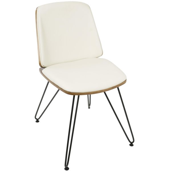 Avery Walnut Cream Mid Century Modern Accent Chairs Set of 2 3