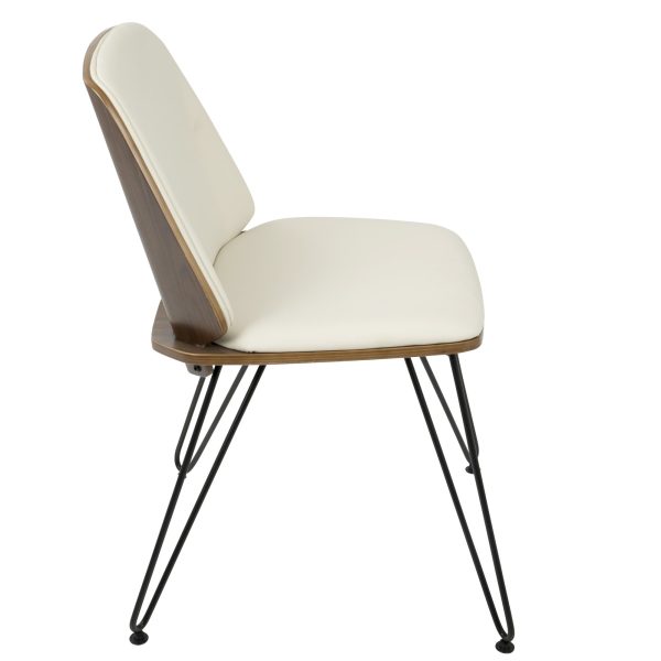 Avery Walnut Cream Mid Century Modern Accent Chairs Set of 2 5
