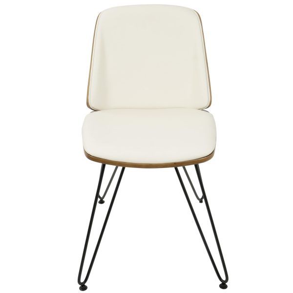 Avery Walnut Cream Mid Century Modern Accent Chairs Set of 2 8