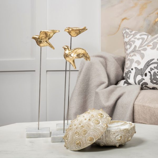 Aya Set of 3 11L x 4W Gold Metal Decorative Birds 1