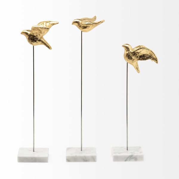Aya Set of 3 11L x 4W Gold Metal Decorative Birds 3