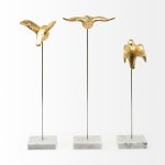 Aya Set of 3 11L x 4W Gold Metal Decorative Birds