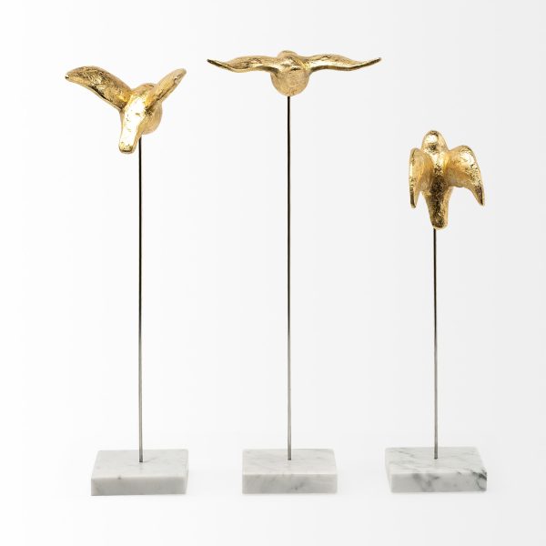 Aya Set of 3 11L x 4W Gold Metal Decorative Birds 4
