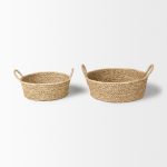 Ayanna Set of 2 Deep Nesting Seagrass Baskets w/ Handles