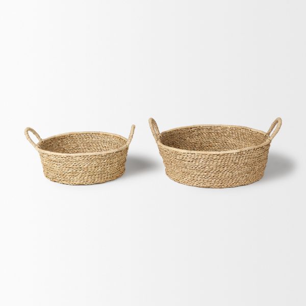 Ayanna Set of 2 Deep Nesting Seagrass Baskets w Handles 2