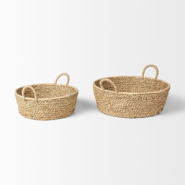 Ayanna Set of 2 Deep Nesting Seagrass Baskets w Handles 4