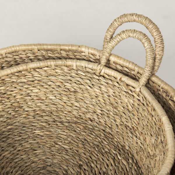 Ayanna Set of 2 Deep Nesting Seagrass Baskets w Handles 6