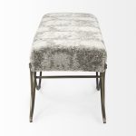 Ayla 55L x 17.6W x 18H Light and Dark Gray Fabric Seat W/ Antique Gold Metal Frame Bench