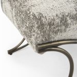Ayla 55L x 17.6W x 18H Light and Dark Gray Fabric Seat W/ Antique Gold Metal Frame Bench