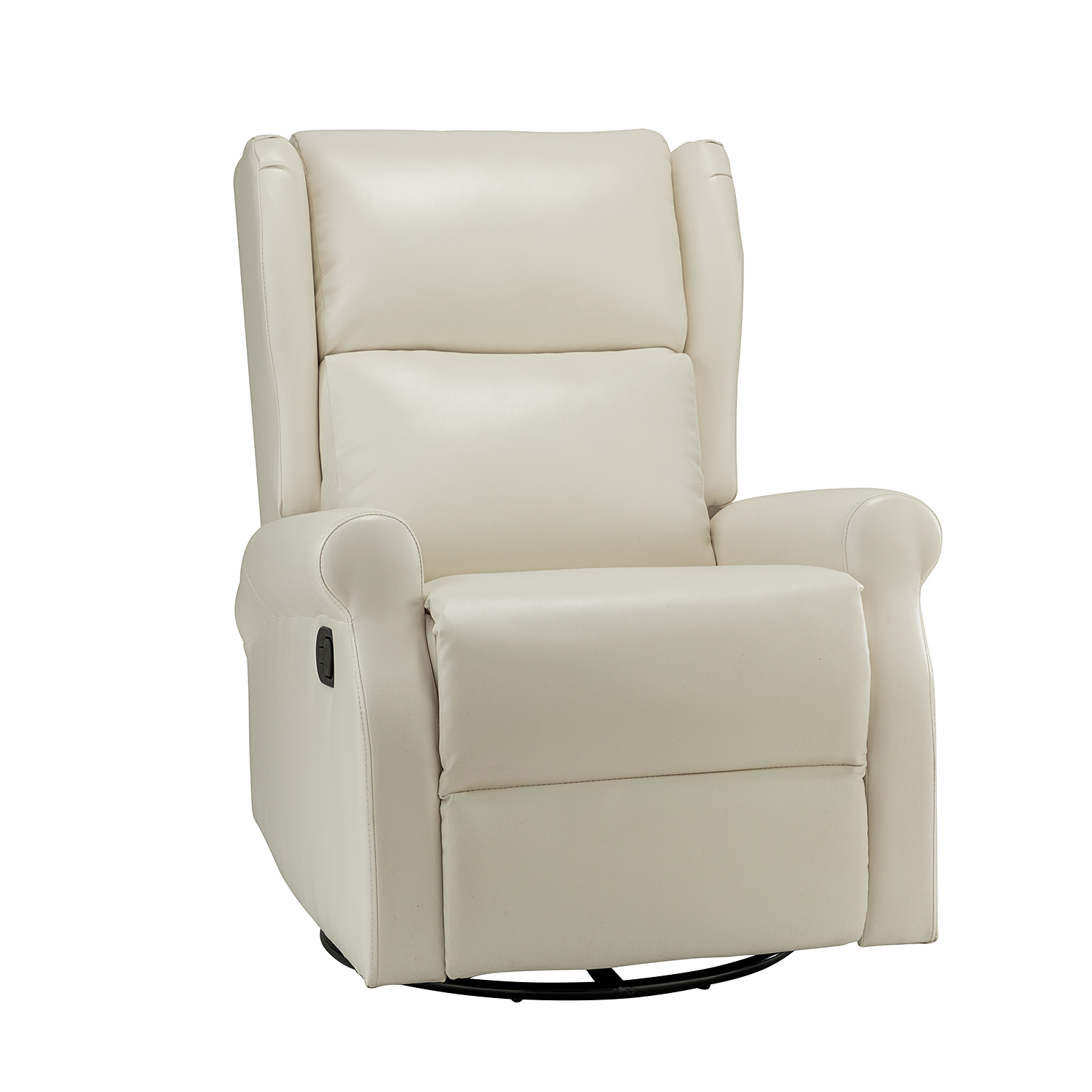 Azil Ivory Vegan Leather Manual Swivel Wingback Recliner 2 Azil Ivory Vegan Leather Manual Swivel Wingback Recliner - Image 2