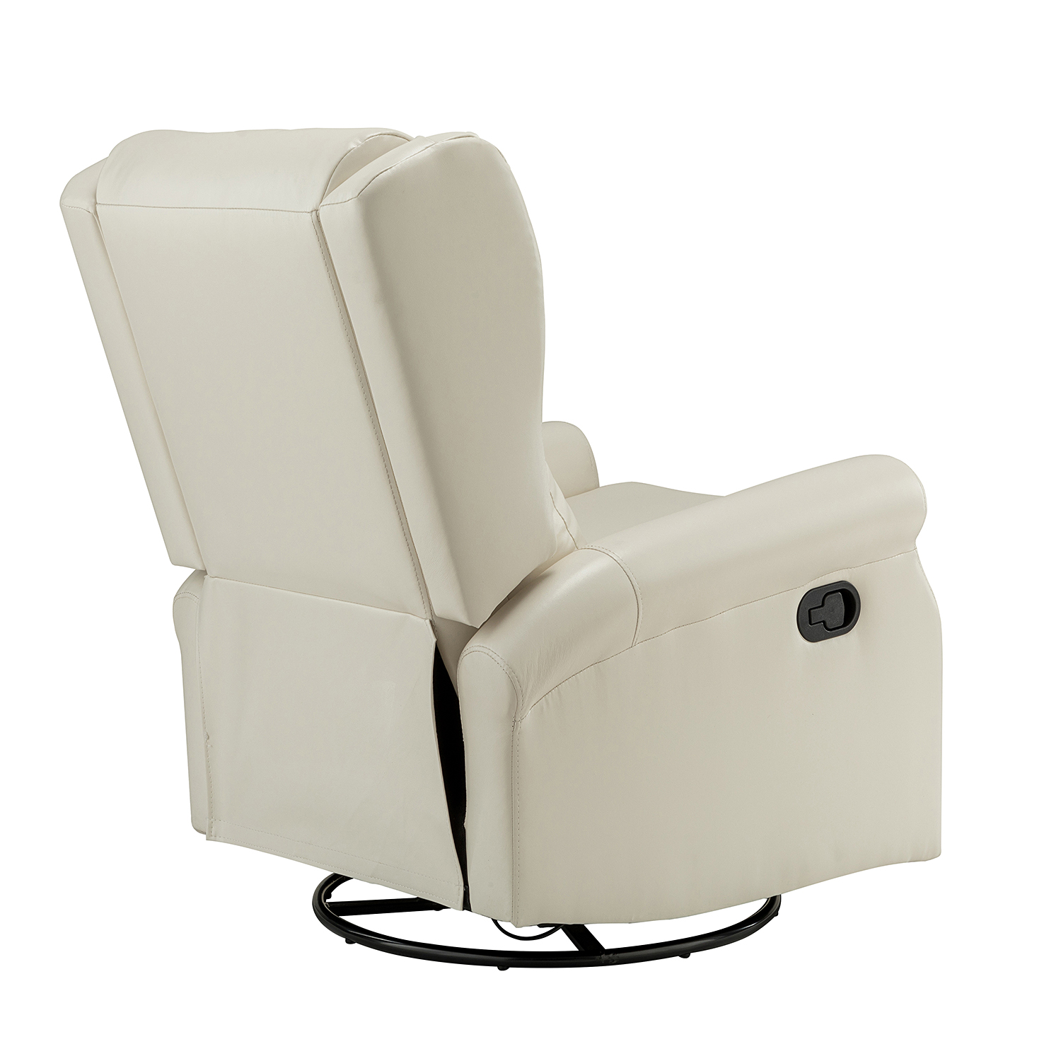 Azil Ivory Vegan Leather Manual Swivel Wingback Recliner 3 Azil Ivory Vegan Leather Manual Swivel Wingback Recliner - Image 3