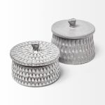 Azul (Large) 5L x 5W Gray Ceramic Detailed Decorative Box