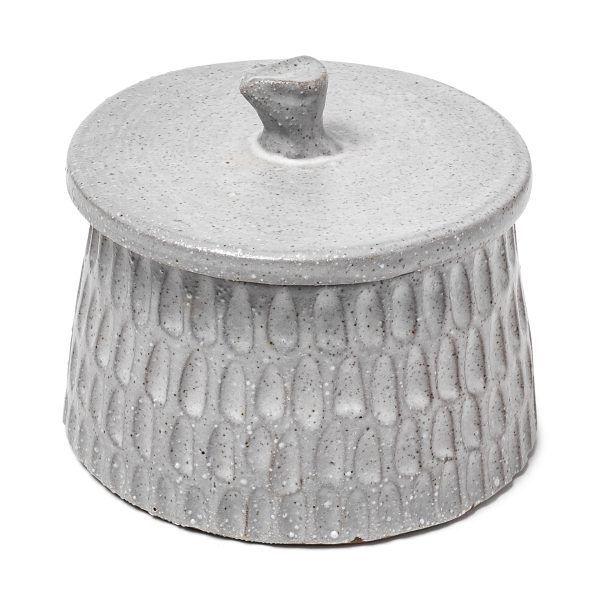Azul Large 5L x 5W Gray Ceramic Detailed Decorative Box