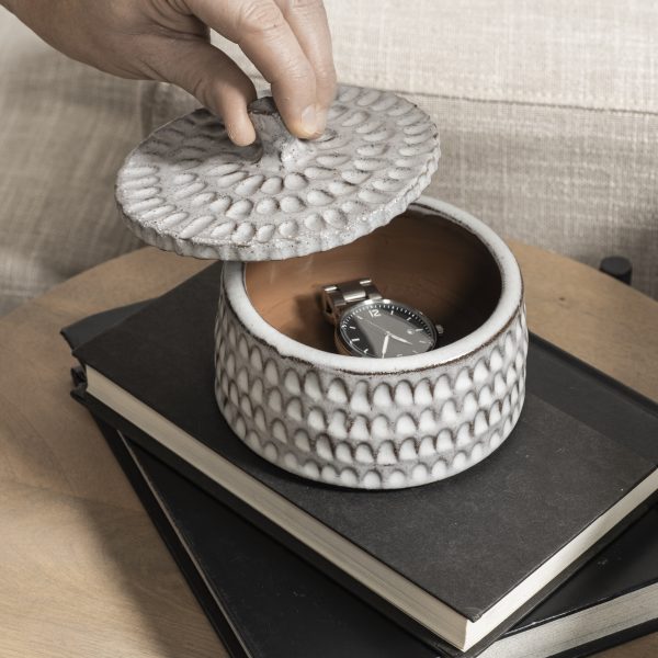 Azul Small 5L x 5W Gray Ceramic Detailed Decorative Box 4
