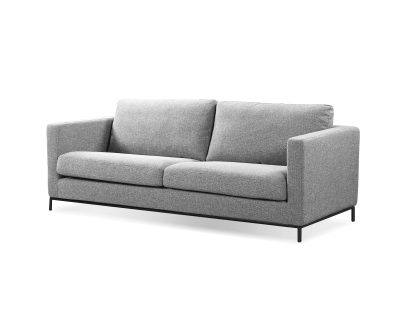 BABI Sofa Heather Grey Chenille Fabric Black Powder Coated Base