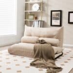 Adjustable Floor Lounge Chair Sofa Bed with Lumbar Pillows Beige