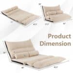 Adjustable Floor Lounge Chair Sofa Bed with Lumbar Pillows Beige
