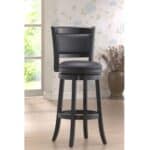 Black 29-inch Swivel Barstool with Faux Leather Cushion Seat
