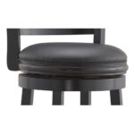 Black 29-inch Swivel Barstool with Faux Leather Cushion Seat