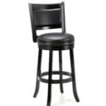 Black 29-inch Swivel Barstool with Faux Leather Cushion Seat