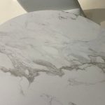 BAUX White Ceramic Round Dining Table with Steel Base