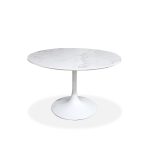BAUX White Ceramic Round Dining Table with Steel Base