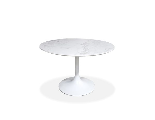 BAUX White Ceramic Round Dining Table with Steel Base 4
