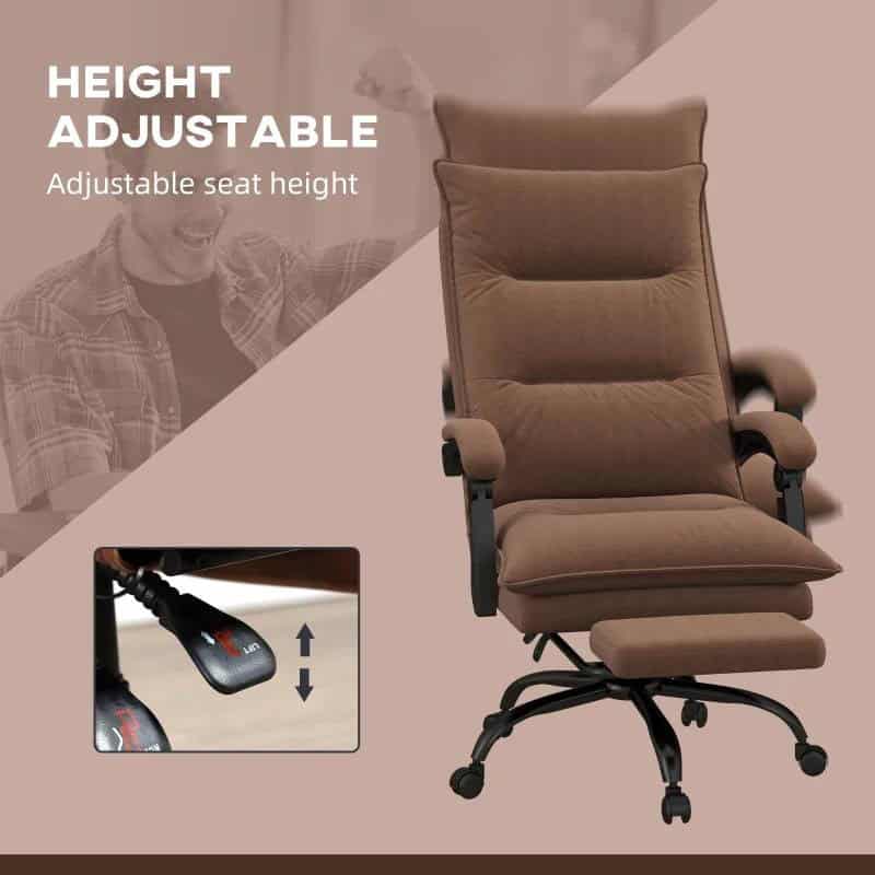 Heated Massage Office Chair with Footrest and Adjustable Recline Brown 3 Heated Massage Office Chair with Footrest and Adjustable Recline Brown - Image 3