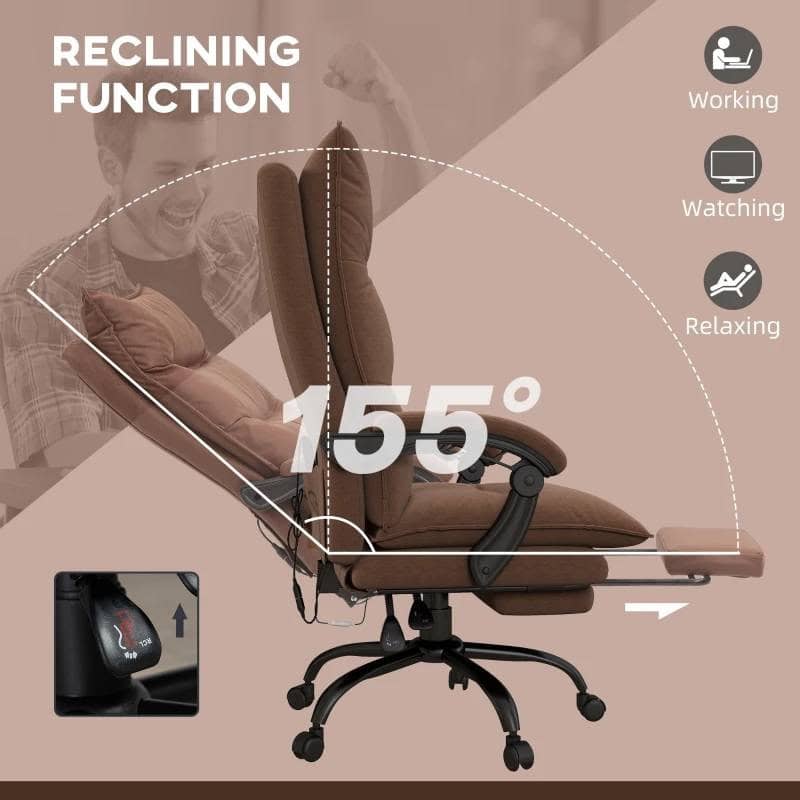 Heated Massage Office Chair with Footrest and Adjustable Recline Brown 4 Heated Massage Office Chair with Footrest and Adjustable Recline Brown - Image 4