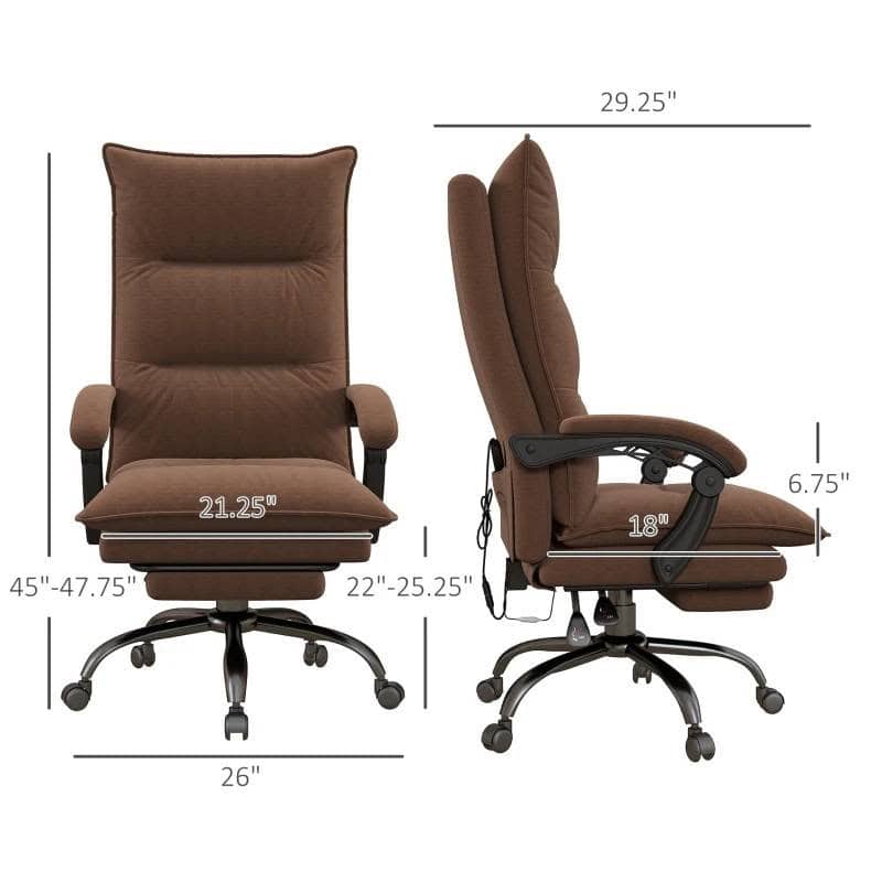 Heated Massage Office Chair with Footrest and Adjustable Recline Brown 5 Heated Massage Office Chair with Footrest and Adjustable Recline Brown - Image 5
