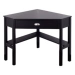 Corner Black Wood Computer Desk with Drawer and Shelves 4 Corner Black Wood Computer Desk with Drawer and Shelves