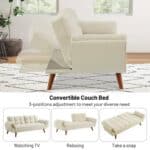 Mid-Century Modern Beige Tufted Sleeper Sofa Bed for Small Spaces 7 Mid-Century Modern Beige Tufted Sleeper Sofa Bed for Small Spaces