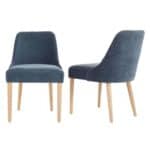 Blue Upholstered Dining Chairs with Wood Legs Modern Design (Set of 2) 6 Blue Upholstered Dining Chairs with Wood Legs Modern Design (Set of 2)