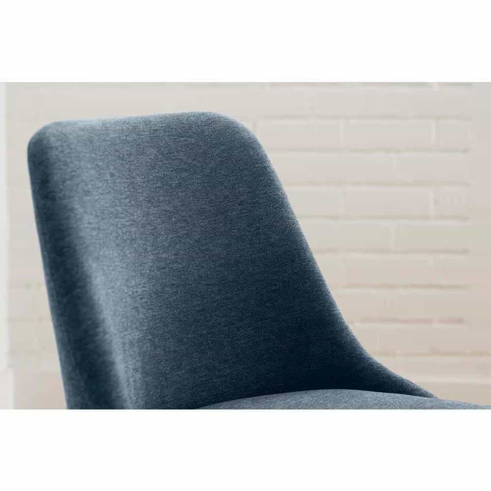 Blue Upholstered Dining Chairs with Wood Legs Modern Design (Set of 2) 4 Blue Upholstered Dining Chairs with Wood Legs Modern Design (Set of 2) - Image 4