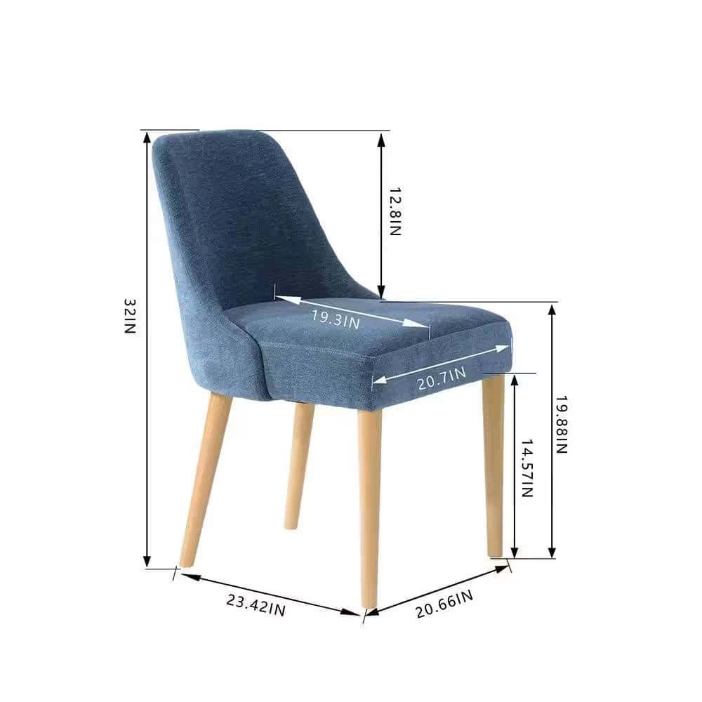 Blue Upholstered Dining Chairs with Wood Legs Modern Design (Set of 2) 5 Blue Upholstered Dining Chairs with Wood Legs Modern Design (Set of 2) - Image 5