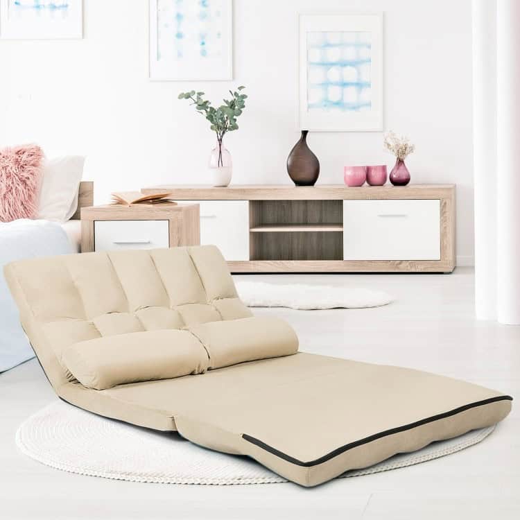 Foldable Faux Suede Floor Sofa Bed with Adjustable Backrest 2 Foldable Faux Suede Floor Sofa Bed with Adjustable Backrest - Image 2