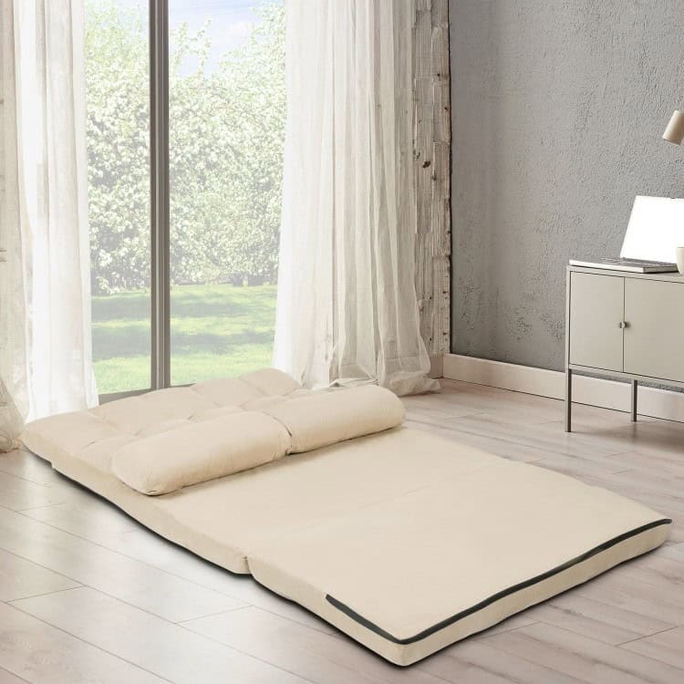 Foldable Faux Suede Floor Sofa Bed with Adjustable Backrest 3 Foldable Faux Suede Floor Sofa Bed with Adjustable Backrest - Image 3
