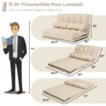 Foldable Faux Suede Floor Sofa Bed with Adjustable Backrest 9 Foldable Faux Suede Floor Sofa Bed with Adjustable Backrest
