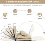 Foldable Faux Suede Floor Sofa Bed with Adjustable Backrest 10 Foldable Faux Suede Floor Sofa Bed with Adjustable Backrest