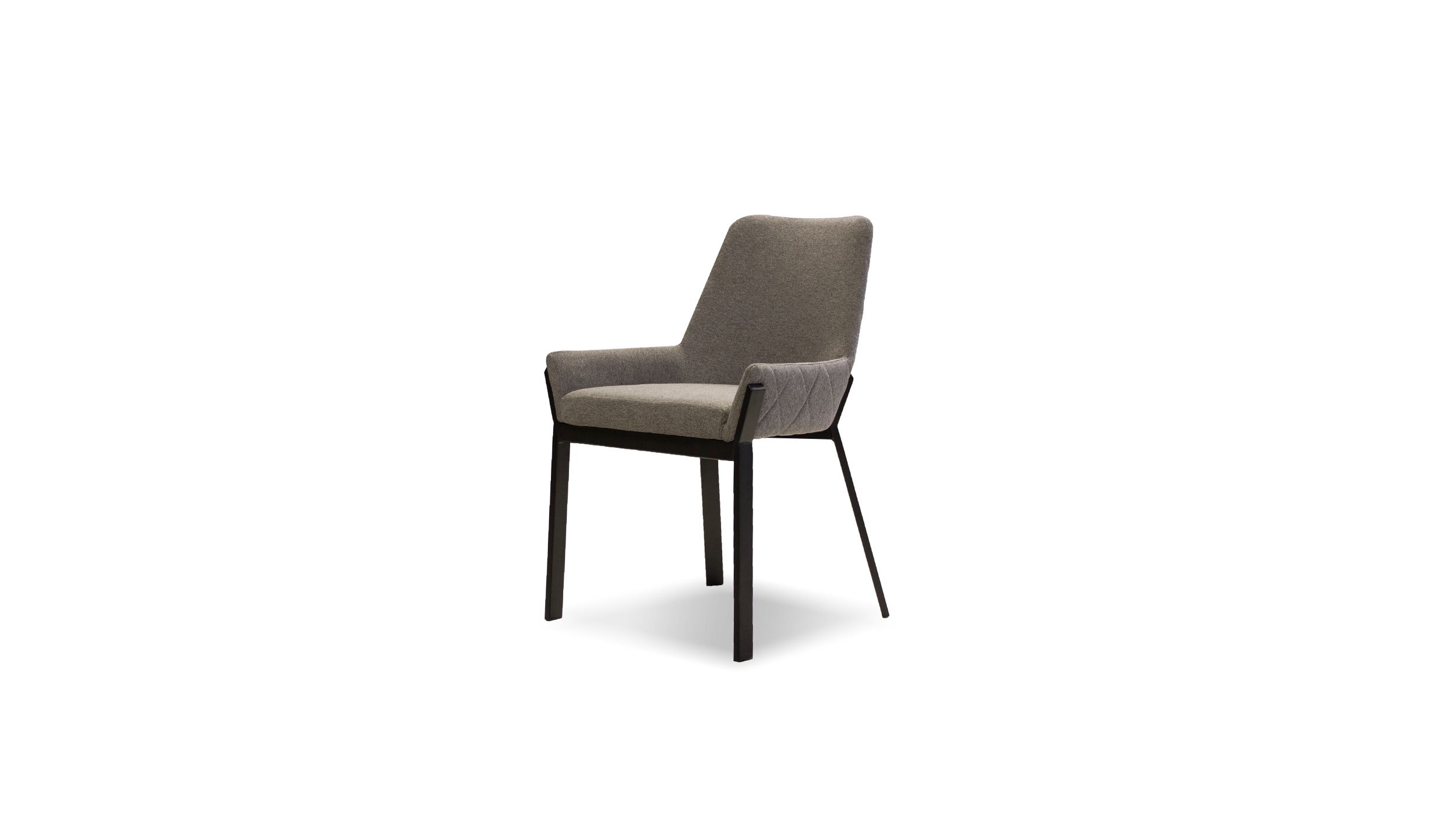 BENSON Dark Grey Fabric Dining Chair Black Steel Base 1 BENSON Dark Grey Fabric Dining Chair Black Steel Base