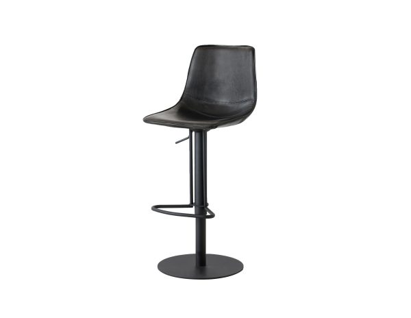 BENY Black Leatherette Hydraulic Bar Stool Black Base 2