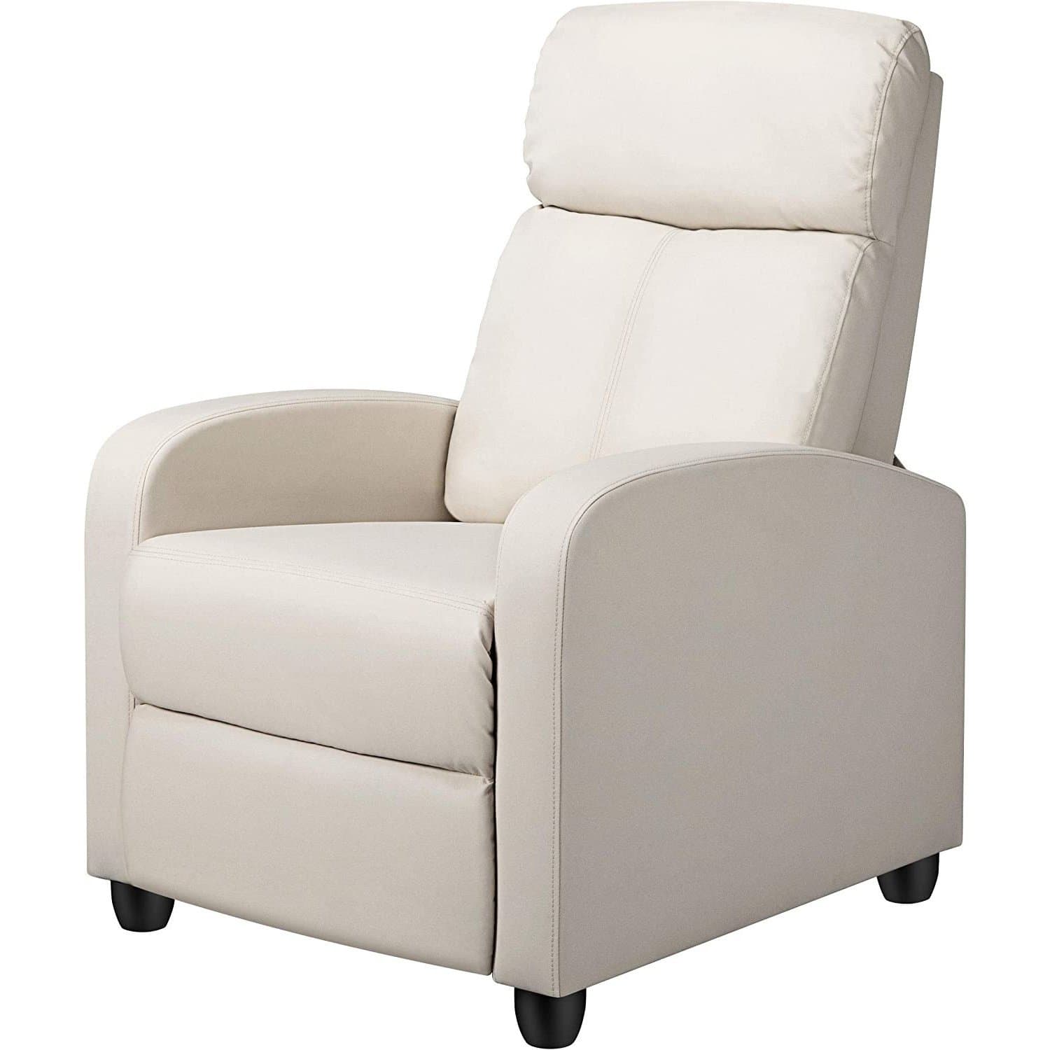 Off White Adjustable Faux Leather Push Back Recliner Chair 1 Off White Adjustable Faux Leather Push Back Recliner Chair