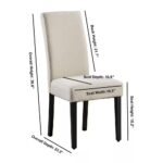 Modern Beige Cream Upholstered Dining Chairs with Black Wood Legs (Set of 2)