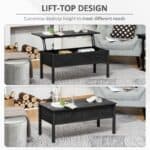 Modern Black Lift Top Coffee Table with Hidden Storage 7 Modern Black Lift Top Coffee Table with Hidden Storage