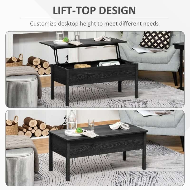 Modern Black Lift Top Coffee Table with Hidden Storage 3 Modern Black Lift Top Coffee Table with Hidden Storage - Image 3