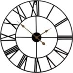 Large 24-Inch Black Metal Roman Numeral Wall Clock